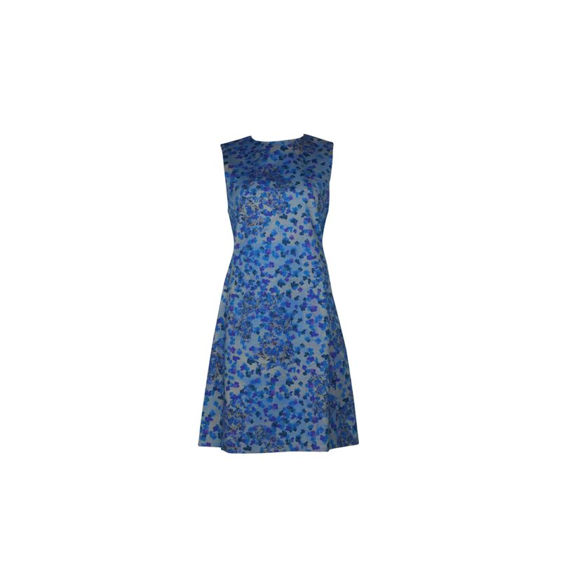 Erdem Floral Print A-Line Dress In Blue Cotton